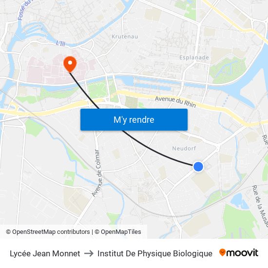 Lycée Jean Monnet to Institut De Physique Biologique map