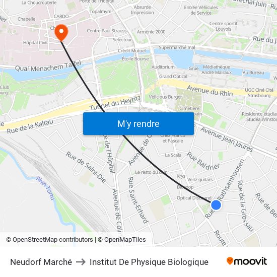 Neudorf Marché to Institut De Physique Biologique map