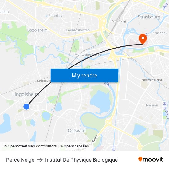 Perce Neige to Institut De Physique Biologique map