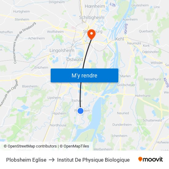 Plobsheim Eglise to Institut De Physique Biologique map