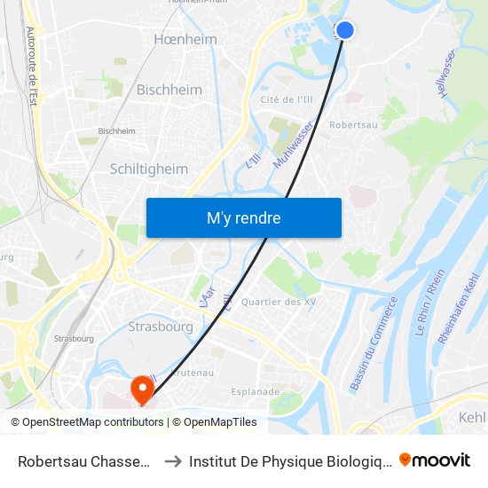 Robertsau Chasseurs to Institut De Physique Biologique map