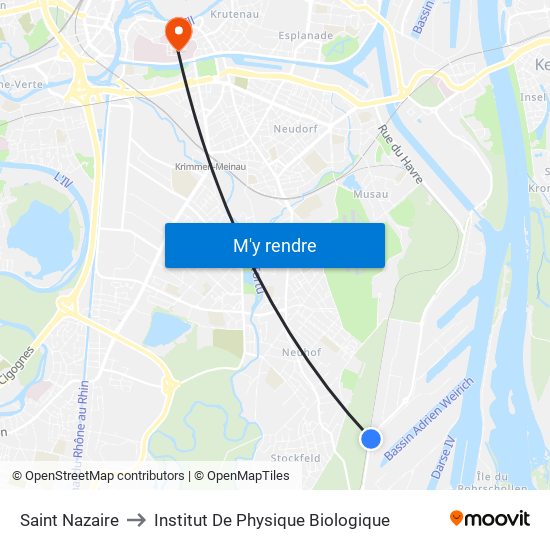 Saint Nazaire to Institut De Physique Biologique map