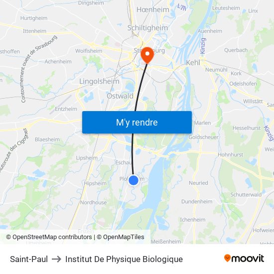 Saint-Paul to Institut De Physique Biologique map