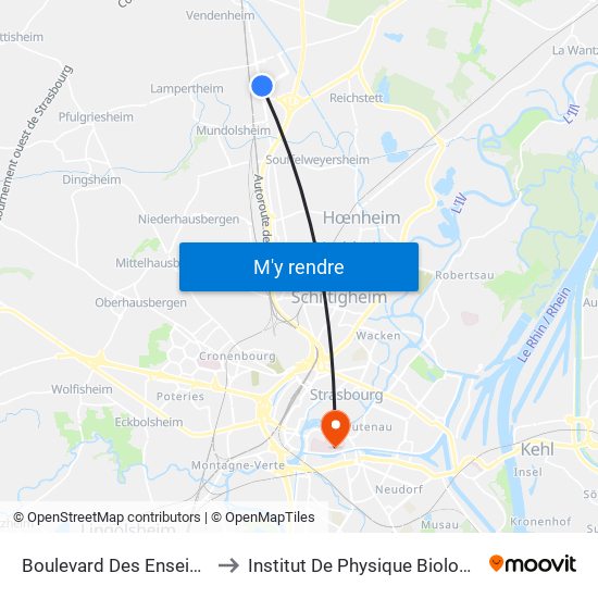 Boulevard Des Enseignes to Institut De Physique Biologique map