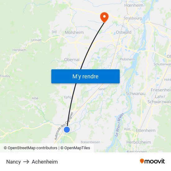 Nancy to Achenheim map