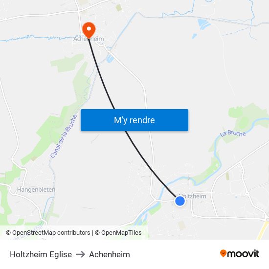 Holtzheim Eglise to Achenheim map