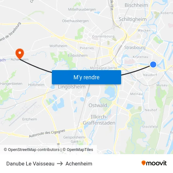 Danube Le Vaisseau to Achenheim map