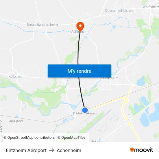 Entzheim Aéroport to Achenheim map