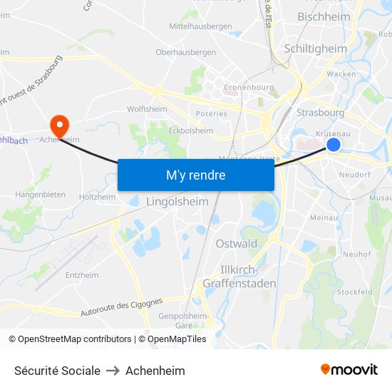 Sécurité Sociale to Achenheim map