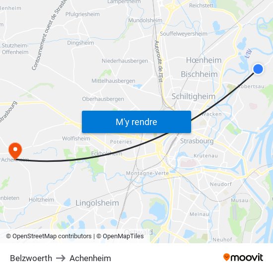 Belzwoerth to Achenheim map