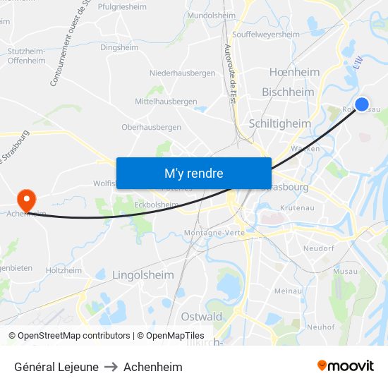 Général Lejeune to Achenheim map