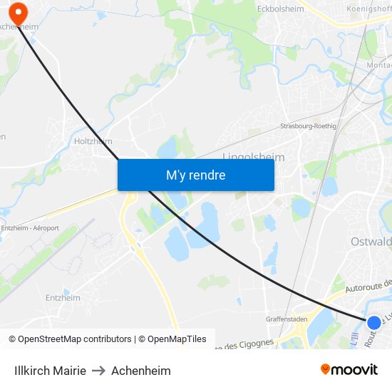 Illkirch Mairie to Achenheim map
