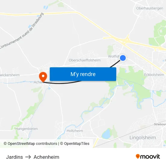 Jardins to Achenheim map