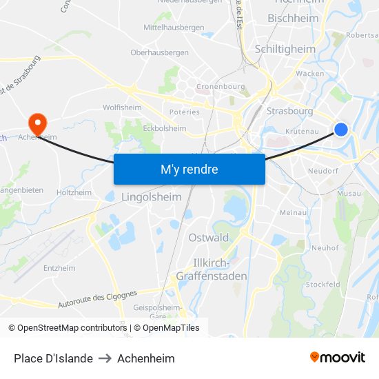 Place D'Islande to Achenheim map