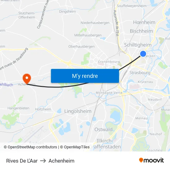 Rives De L'Aar to Achenheim map