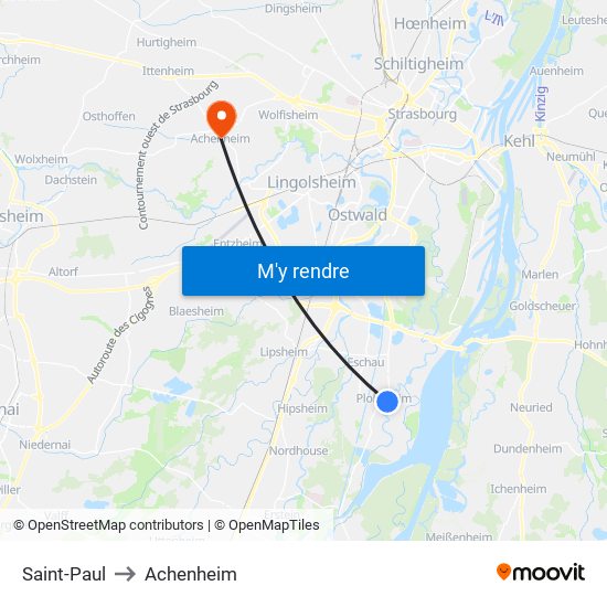 Saint-Paul to Achenheim map