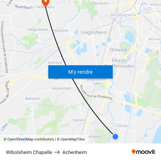 Wibolsheim Chapelle to Achenheim map
