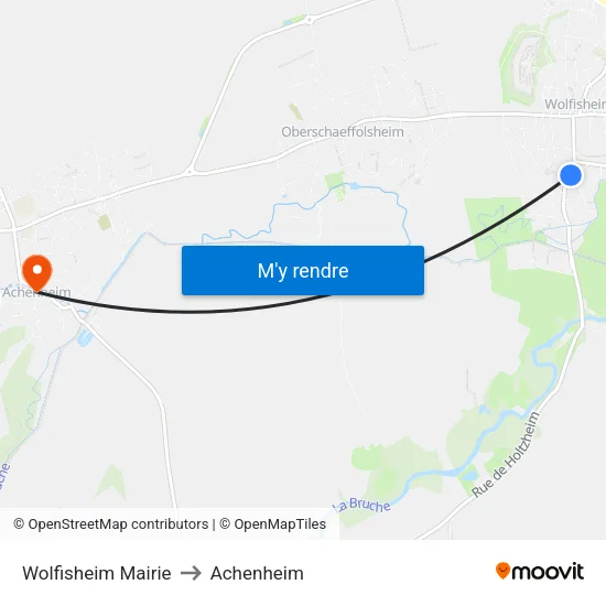 Wolfisheim Mairie to Achenheim map