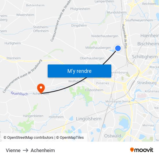 Vienne to Achenheim map
