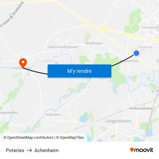Poteries to Achenheim map