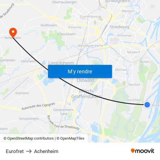 Eurofret to Achenheim map