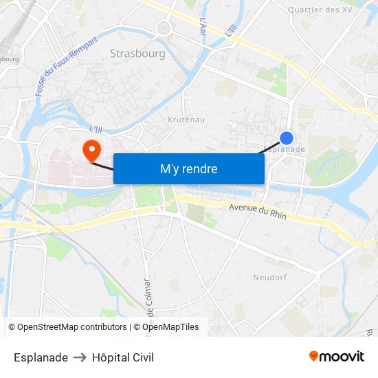 Esplanade to Hôpital Civil map