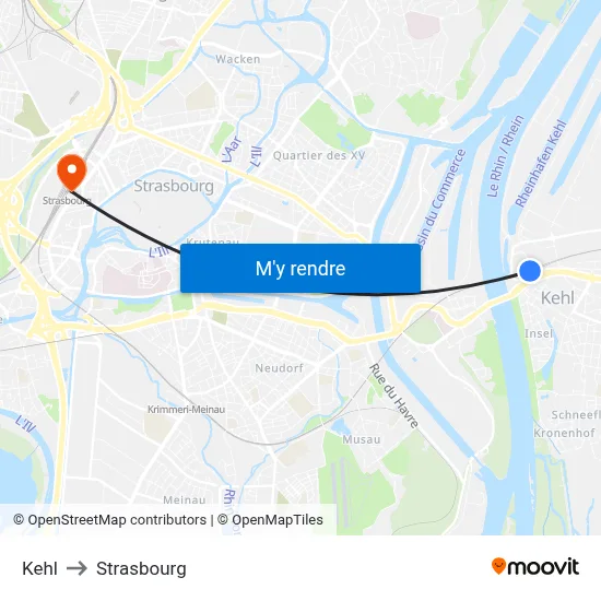 Kehl to Strasbourg map