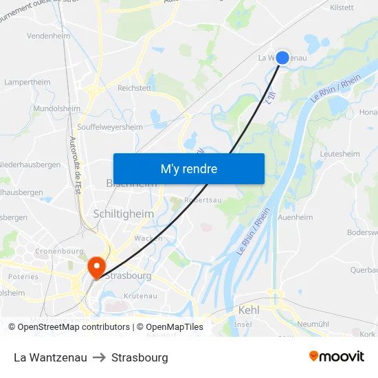 La Wantzenau to Strasbourg map