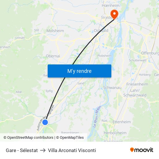 Gare - Sélestat to Villa Arconati Visconti map