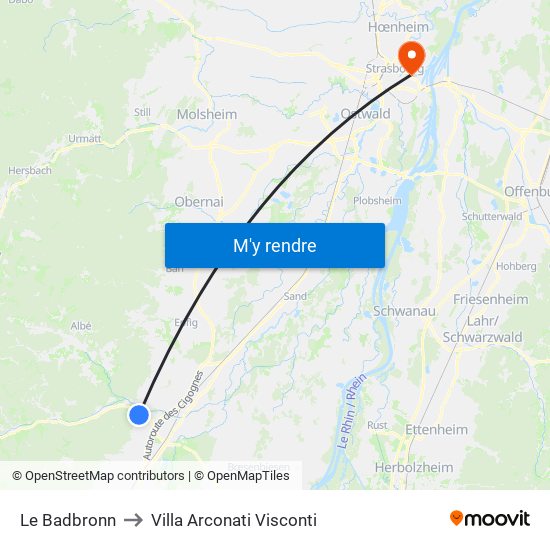 Le Badbronn to Villa Arconati Visconti map