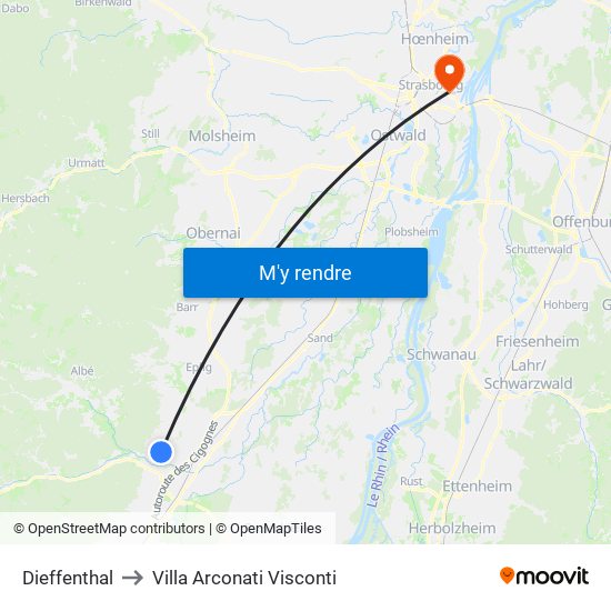 Dieffenthal to Villa Arconati Visconti map