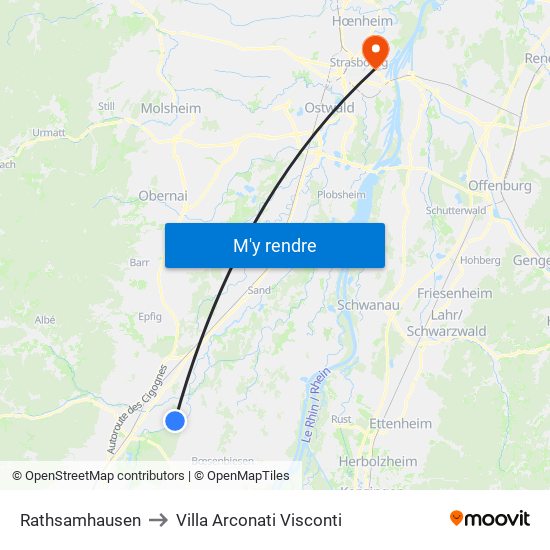 Rathsamhausen to Villa Arconati Visconti map