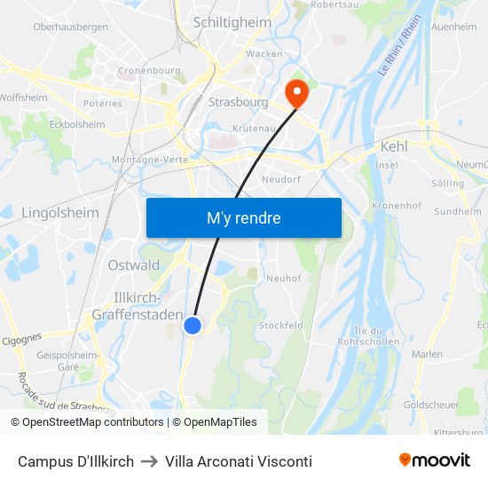 Campus D'Illkirch to Villa Arconati Visconti map