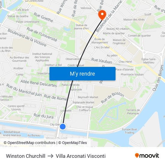 Winston Churchill to Villa Arconati Visconti map