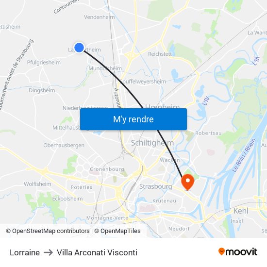 Lorraine to Villa Arconati Visconti map