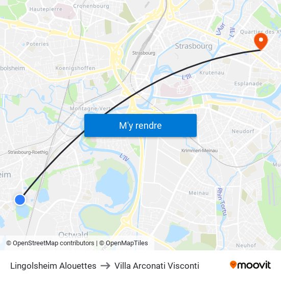 Lingolsheim Alouettes to Villa Arconati Visconti map