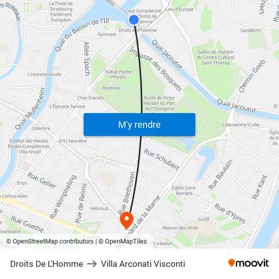 Droits De L'Homme to Villa Arconati Visconti map