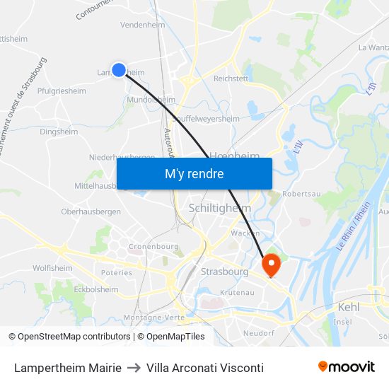 Lampertheim Mairie to Villa Arconati Visconti map