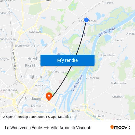 La Wantzenau École to Villa Arconati Visconti map