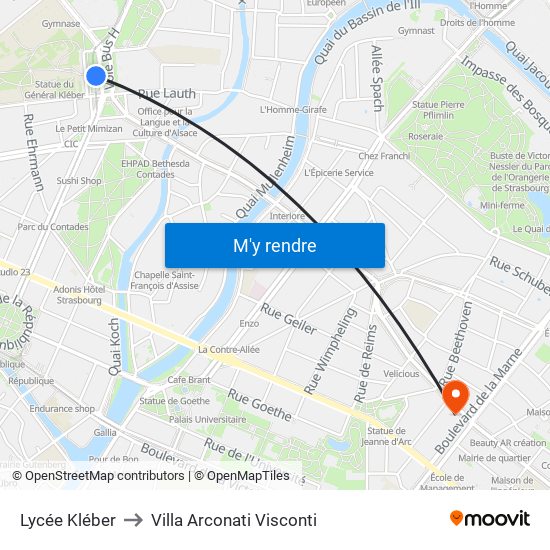 Lycée Kléber to Villa Arconati Visconti map