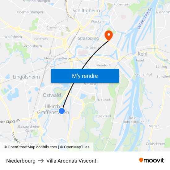 Niederbourg to Villa Arconati Visconti map