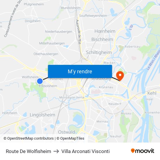 Route De Wolfisheim to Villa Arconati Visconti map