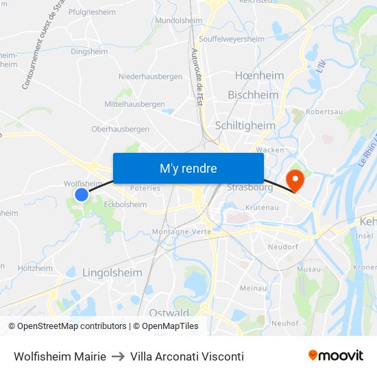 Wolfisheim Mairie to Villa Arconati Visconti map
