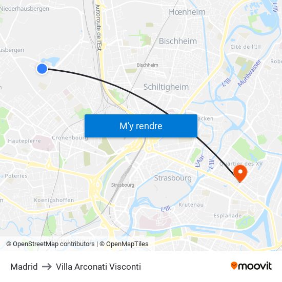 Madrid to Villa Arconati Visconti map