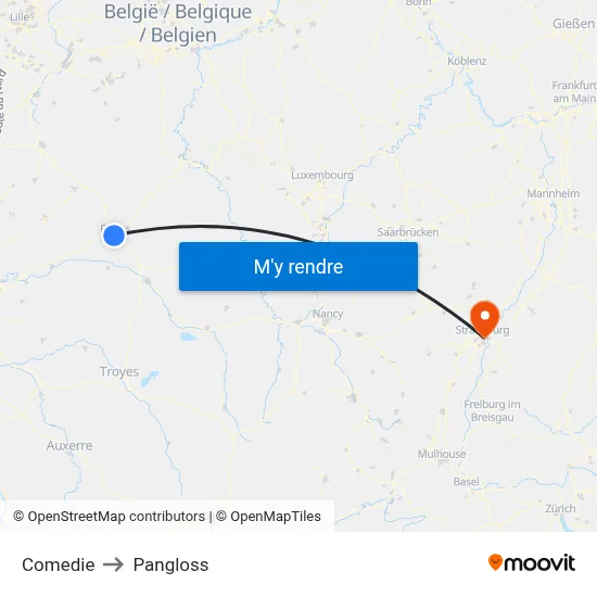 Comedie to Pangloss map