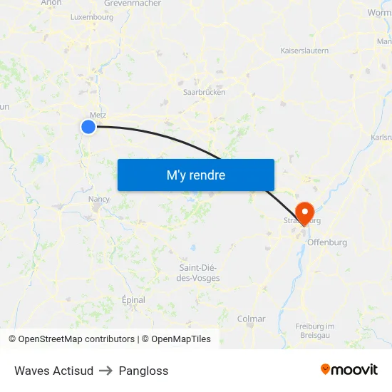 Waves Actisud to Pangloss map