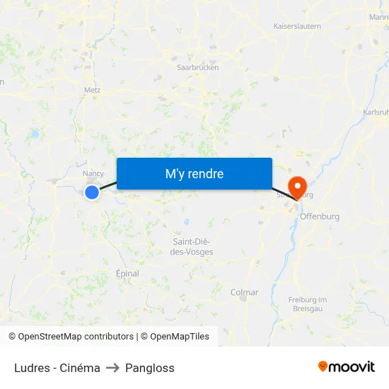 Ludres - Cinéma to Pangloss map