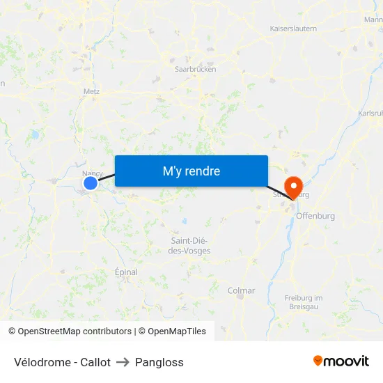 Vélodrome - Callot to Pangloss map