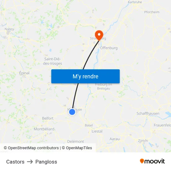 Castors to Pangloss map