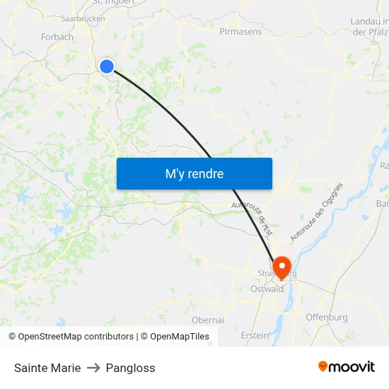 Sainte Marie to Pangloss map